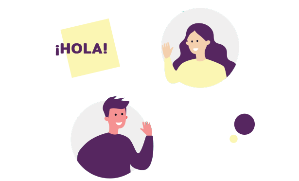 Communicative method: illustration of two people waving their hand to each other.